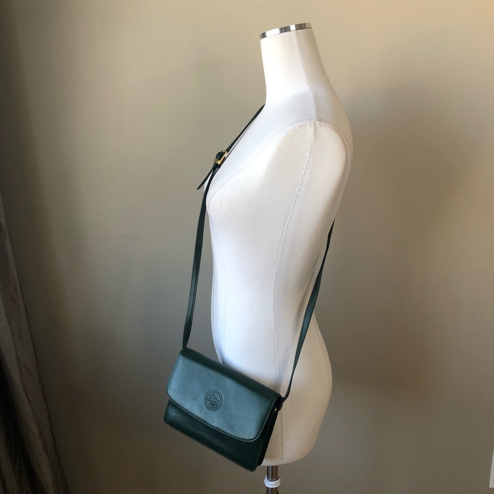 Vintage Bass Hunter Green Leather Crossbody Bag